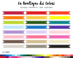 50 Rainbow Stitched Ribbon Banner Clipart, Banners Digital ...