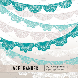 Lace banner - teal, beige, white ~ Illustrations ~ Creative Market