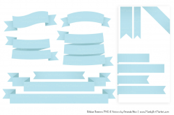 Classic Ribbon Banner Clipart in Soft Blue by Amanda Ilkov ...
