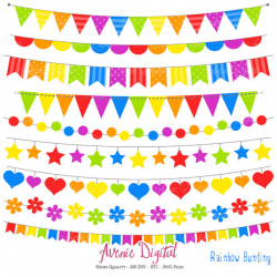 Bunting Banner Clipart. Scrapbook printable Rainbow banners