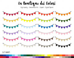 50 Rainbow Solid color Bunting Banner Clip art, Digital Graphics PNG ...