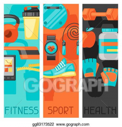 Vector Illustration - Sports and healthy lifestyle banners with ...