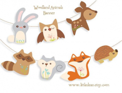 DIY Printable Art, Woodland Animals Banner Set 1, PDF Digital ...