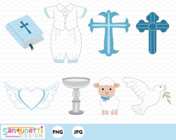 Boy Baptism Christian clipart, Religious digital art instant download