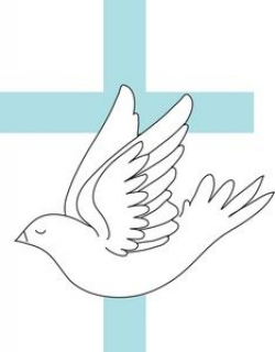 Dove Clipart Image: A white cartoon dove with a blue cross | Gift ...