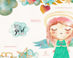 Baby Angel Clipart — Watercolor Baby Girl Angel Clipart — Baptism ...
