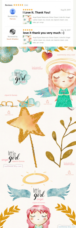 Angel Digital Watercolor Glitter Clipart Little Girl: Angel, glitter ...
