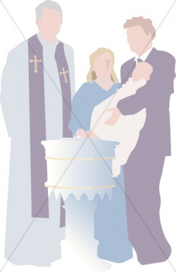 Simple Baby baptism altar and priest | Baptism Clipart