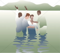 Simple Baptism Scene green river | Baptism Clipart