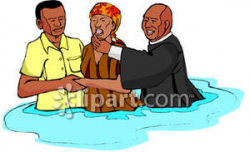 Black Woman Being Baptized In a River - Royalty Free Clipart Picture
