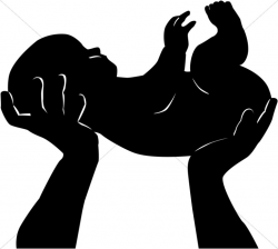 Silhouette of Baby Held Up to God | Baptism Clipart
