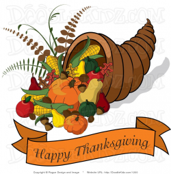 Cornucopia With A Happy Thanksgiving Banner By Pams Clipart 1200 ...