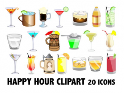 HAPPY HOUR CLIPART - alcohol beverages cocktail icons ...
