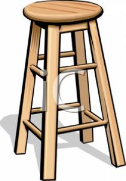 Realistic Wooden Bar Stool - Royalty Free Clipart Picture