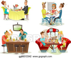 Vector Art - Restaurant cafe bar people 4 icons. Clipart Drawing ...