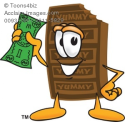 Clipart Cartoon Chocolate Bar Holding Money