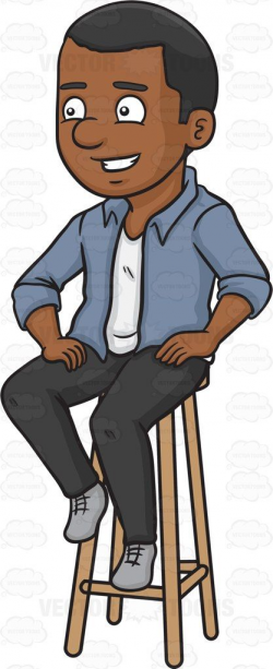 A Black Man Sitting On A Bar Stool | Man sitting