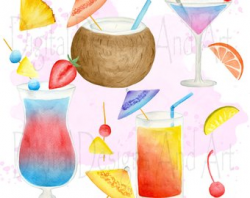 Watercolor drinks | Etsy