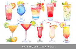 Watercolor Cocktails cocktail clipart cocktail watercolor ...