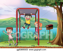 Vector Art - Kids playing monkey bar and a letter box. Clipart ...