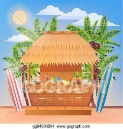 Vector Clipart - Tropical vacation banner with beach bar and palm ...