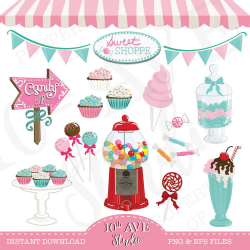 Sweet Shoppe Candy Bar Clipart/Vector Graphics - cupcakes, gum ball ...