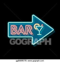 Drawing - Vintage neon sign with an indication of the bar. Clipart ...