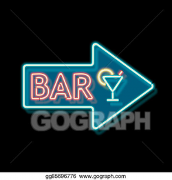 Drawing - Vintage neon sign with an indication of the bar. Clipart ...
