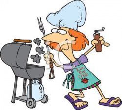 Grilling Out Pictures | Summer Cartoon of a Mom Grilling in ...