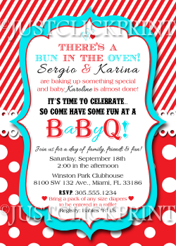 Bun in the Oven Baby Shower BBQ Invitation Printable · Just Click ...
