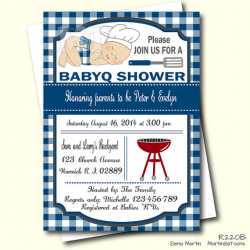 Blue Barbeque Baby Shower Invitation- BBQ invite- Barbecue Baby ...