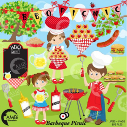 BBQ clipart, Picnic clipart, Barbecue clipart, Grill food ...