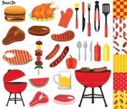 BBQ Clipart, Cookout Clipart, Barbeque Clipart, Party Food Clipart ...
