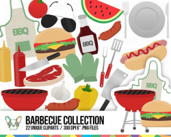 Barbecue Clipart Set, BBQ Clipart, Summer Clipart, Weekend Clipart ...