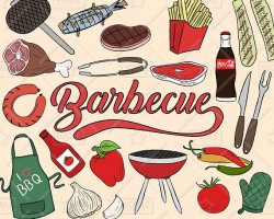 Barbecue Clipart Vector Pack, BBQ Clipart, Summer Clipart, Weekend ...