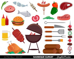 BBQ Clipart, Cookout Clipart, Barbeque Clipart, Party Food ...
