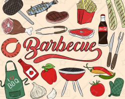 Barbecue Clipart Vector Pack, BBQ Clipart, Summer Clipart, Weekend Clipart,  Dinner Clipart, Planner Clipart, BBQ Sticker, SVG, png file
