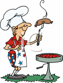 iCLIPART - Man Cooking a Sausage on a BBQ | 4th July Clipart ...