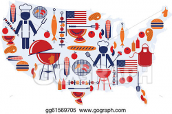 Vector Stock - 4th of july celebration; flag with barbecue icons ...