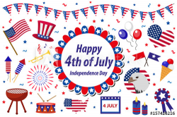Independence Day America celebration in USA, icons set, design ...