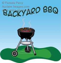 Clip Art Illustration of a Barbecue Grill on a Summer Day