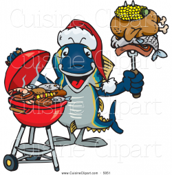 Cuisine Clipart of a Grilling Christmas Tuna Fish by Dennis Holmes ...