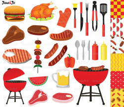BBQ Clipart , Barbeque Clipart , Summer Clipart ,Grill Party Food ...
