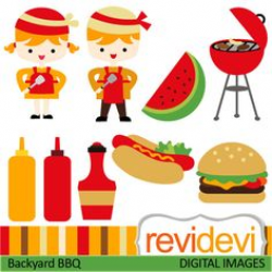 Party Clipart Backyard BBQ Clip Art Cooking Clipart Printable BBQ ...