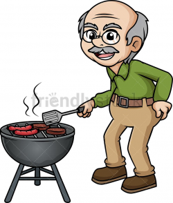 Old Man Barbecuing | Greeting Cards | Cooking clipart ...
