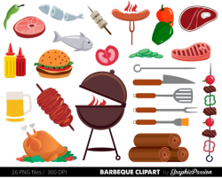 BBQ Clipart Cookout Clipart Barbeque Clipart Party Food