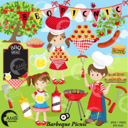 BBQ clipart Picnic clipart Barbecue clipart Grill food