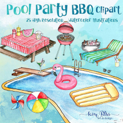 Clip Art: Pool Party BBQ Clipart Summer Clip Art 25