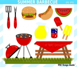 Summer BBQ Clip Art | DOLLAR SALE - Summer Barbecue Party Clip Art ...