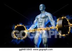 Stock Illustration - Bodybuilder with a burning barbell. Clipart ...